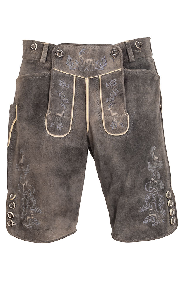 Lederhose Wildleben ohne Träger, graubraun/silber
