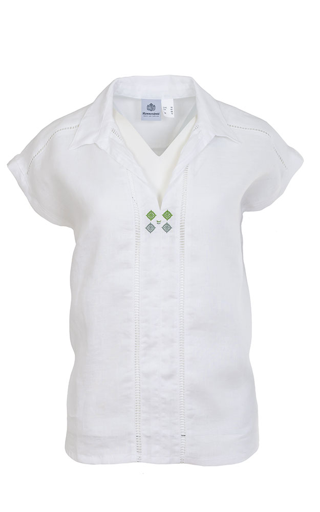 Blusenshirt Ida, weiß Stick grün