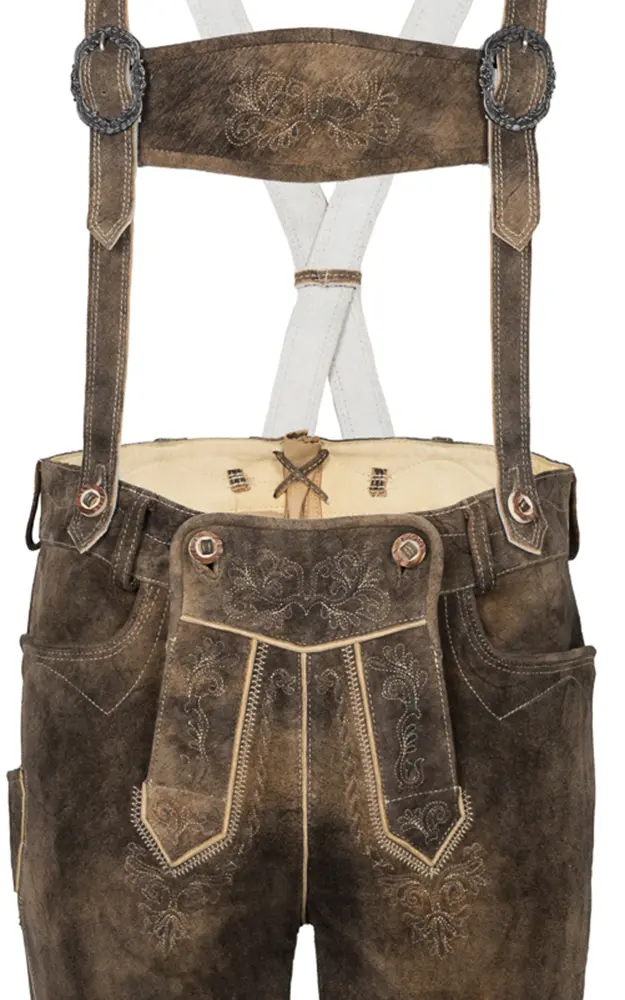 Lederhose Gand mit Träger, camel/sand