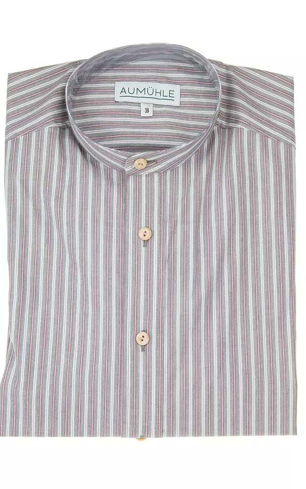 Hemd 03 13425P, grau/beere Stehkragen