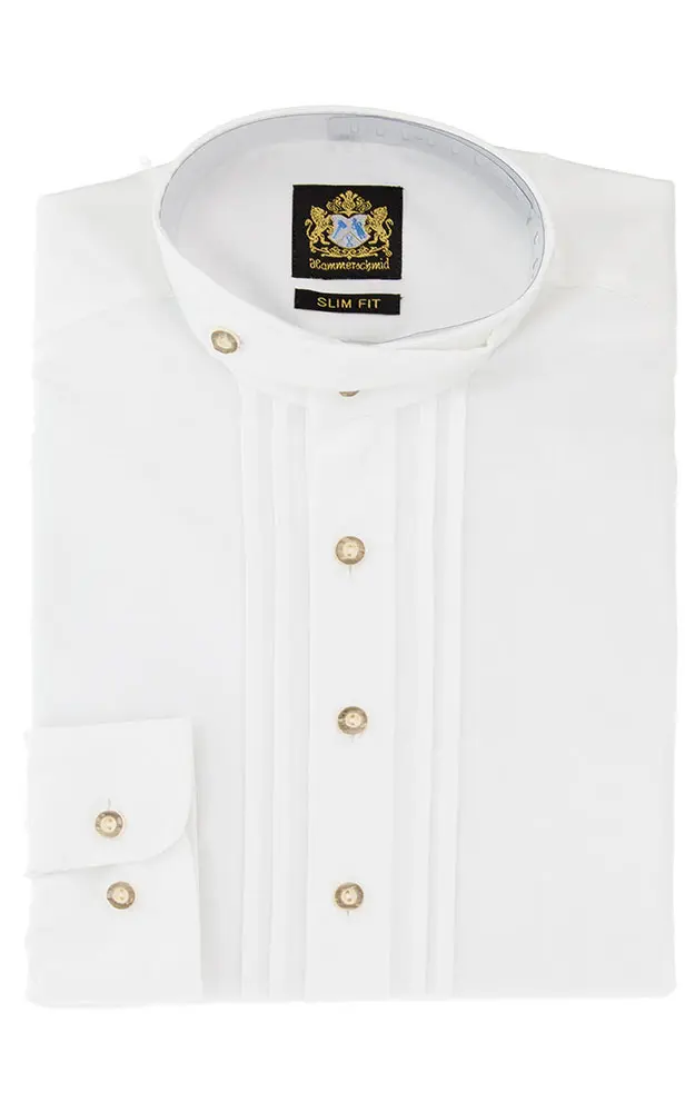 Hemd 1008 Stehkragen, weiß - Slim fit