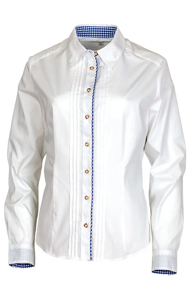 Trachtenbluse Otti, weiß/blau