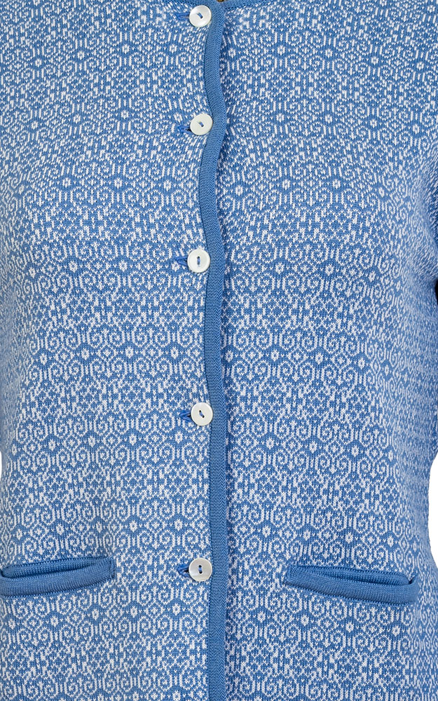 Strickjacke Chur, mittelblau gemustert