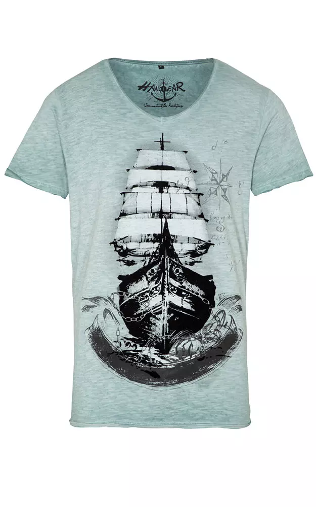 T-Shirt Wind, türkis/blau meliert