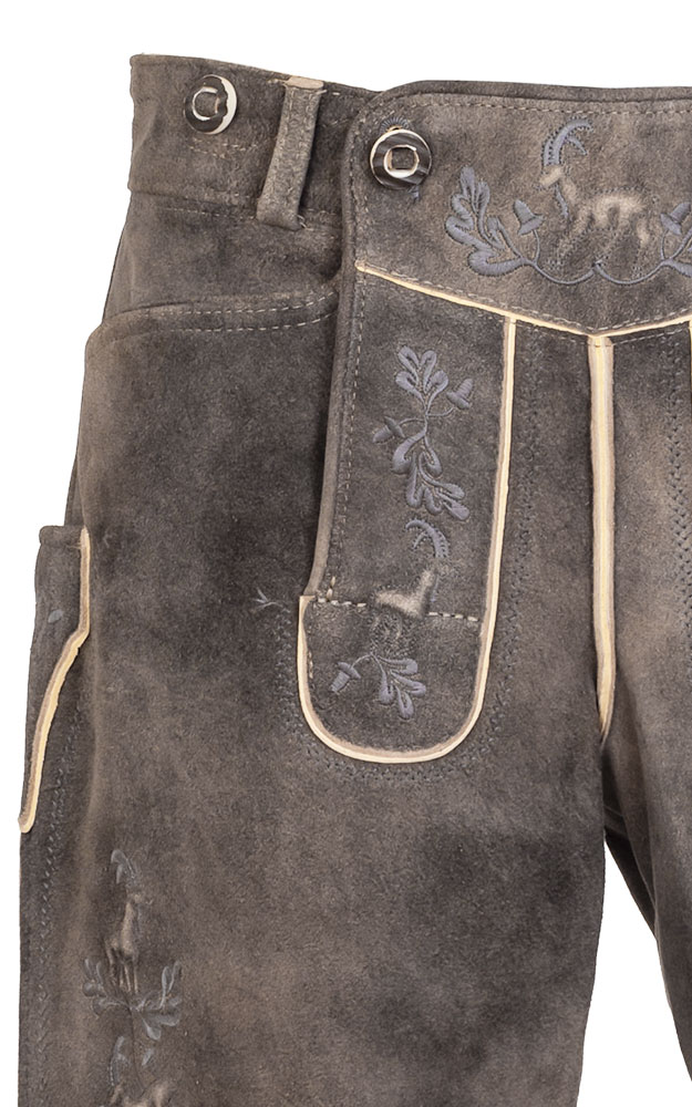 Lederhose Wildleben ohne Träger, graubraun/silber