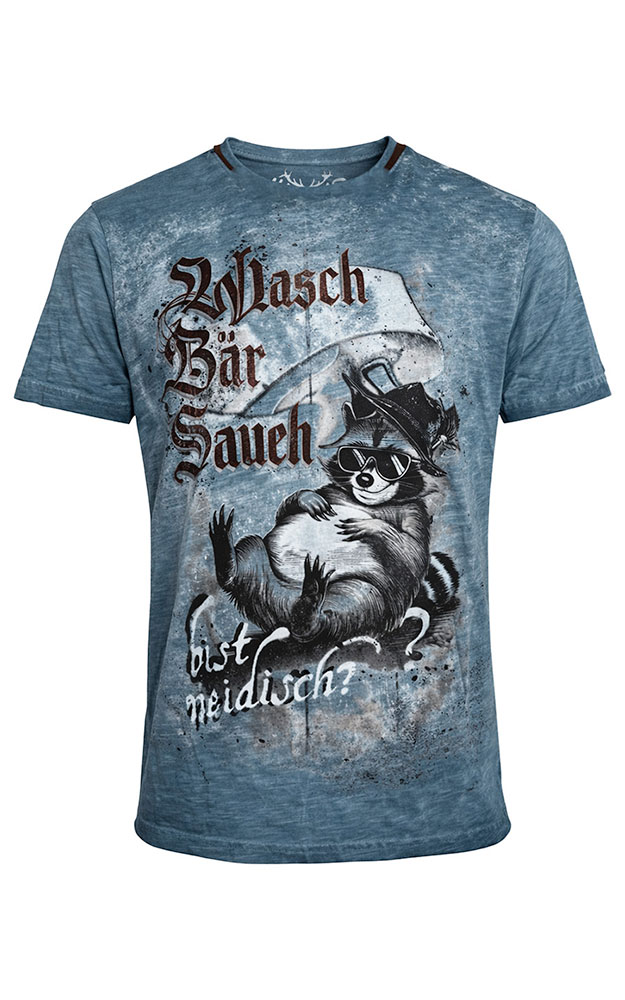 T-Shirt Waschbärbauch, blau