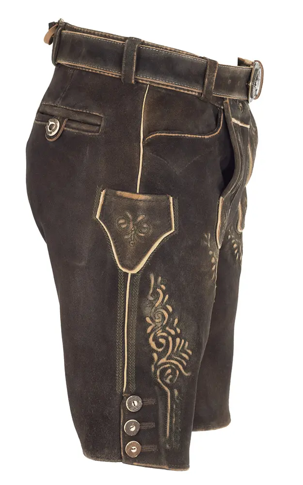 Lederhose Vitto mit Gürtel, dunkelbraun