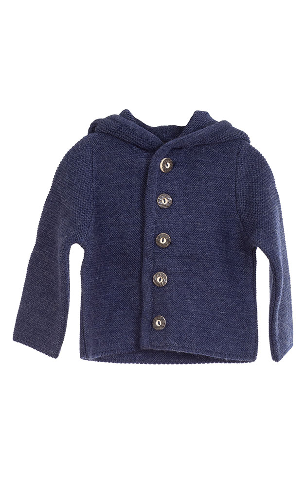 Kinder-Strickjacke mit Kapuze, blau