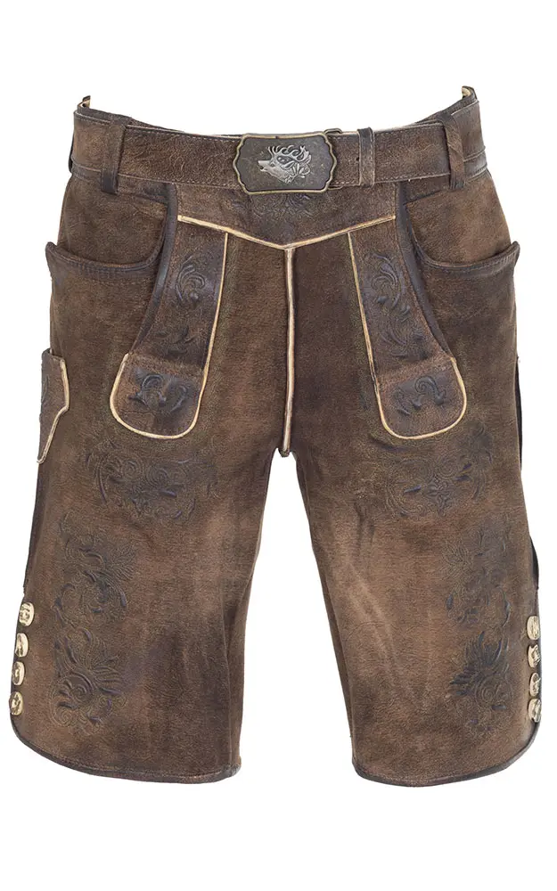 Lederhose Inntal mit Gürtel, dunkelbraun