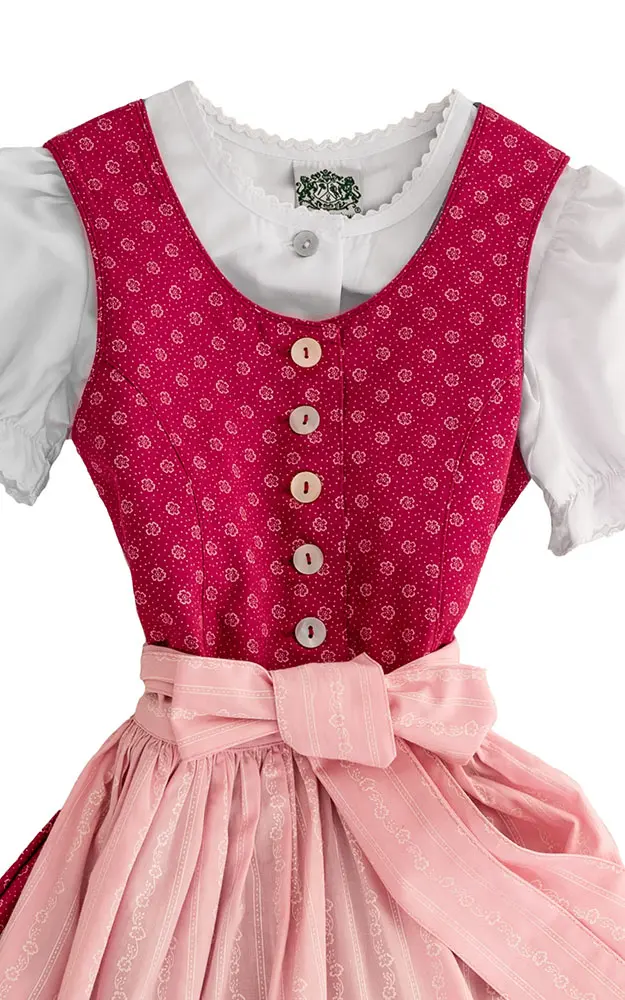 Kinderdirndl Wallersee mit Schürze u. Bluse, pink