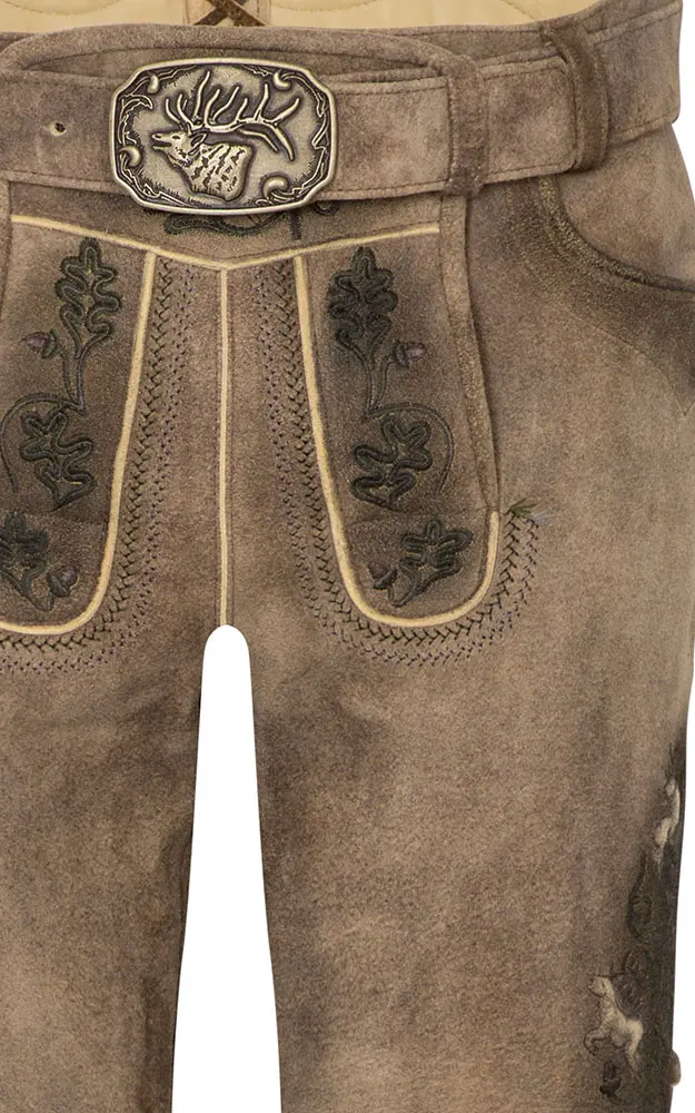 Lederhose Alois mit Gürtel, hellbraun rustikal