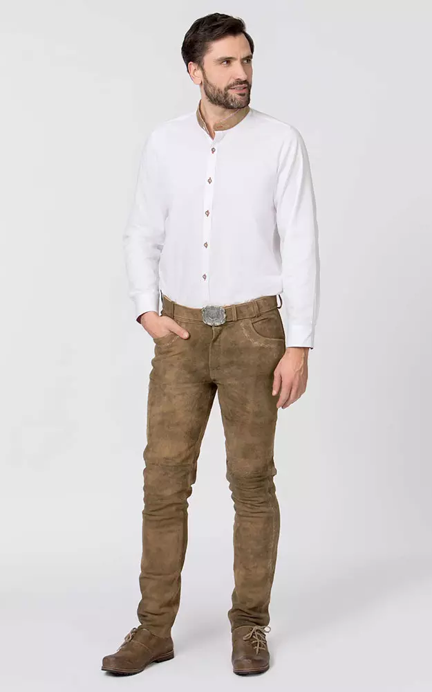 Lederhose Rocco mit Gürtel, havanna