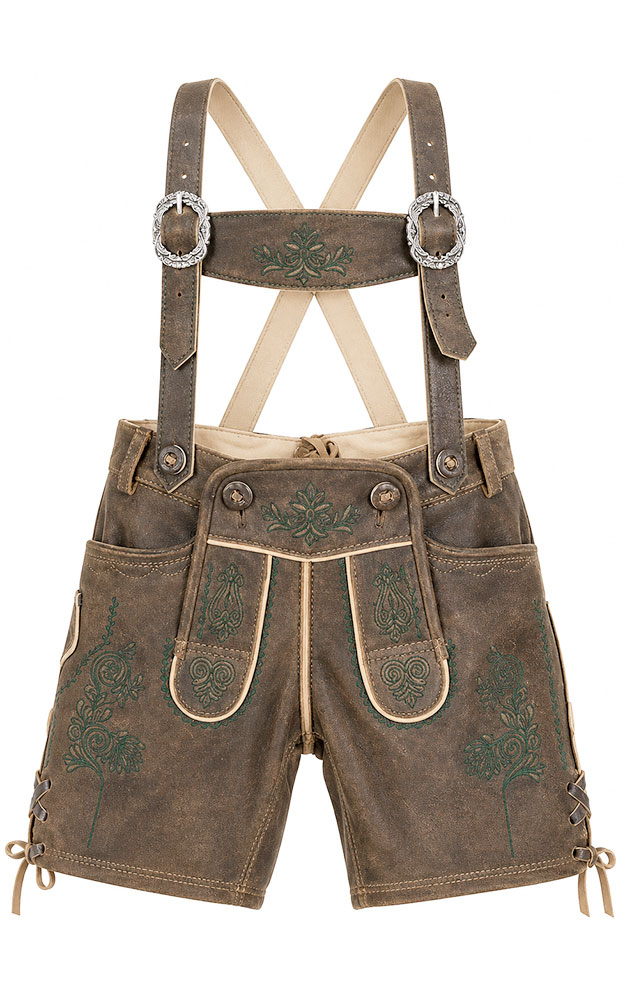 Kinder-Lederhose 504 mit Träger, Nappa/grün