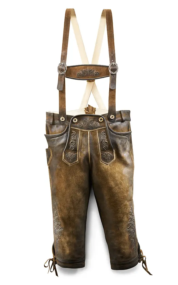 Lederhose Jakob mit Träger, braun antik