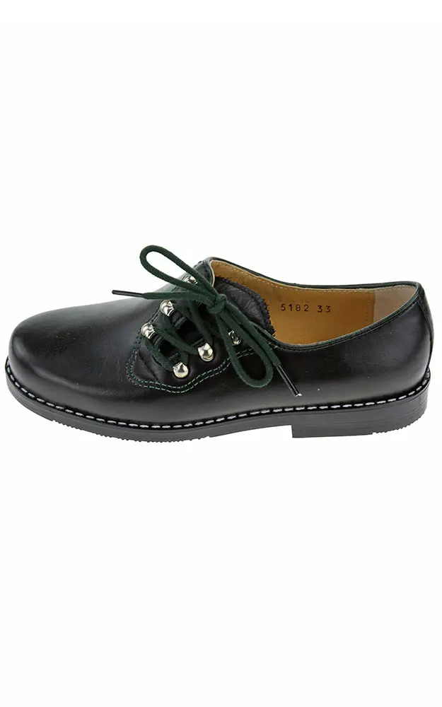 Kinder-Haferlschuhe Plattler, schwarz - Gummisohle