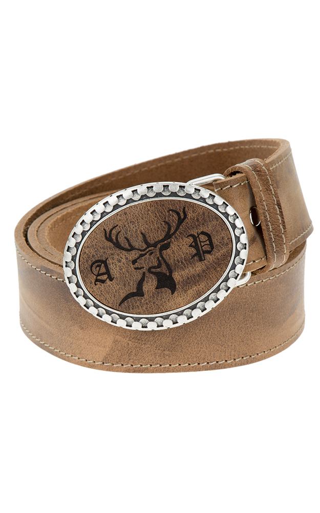 Herrengürtel Initialen Lederinlay