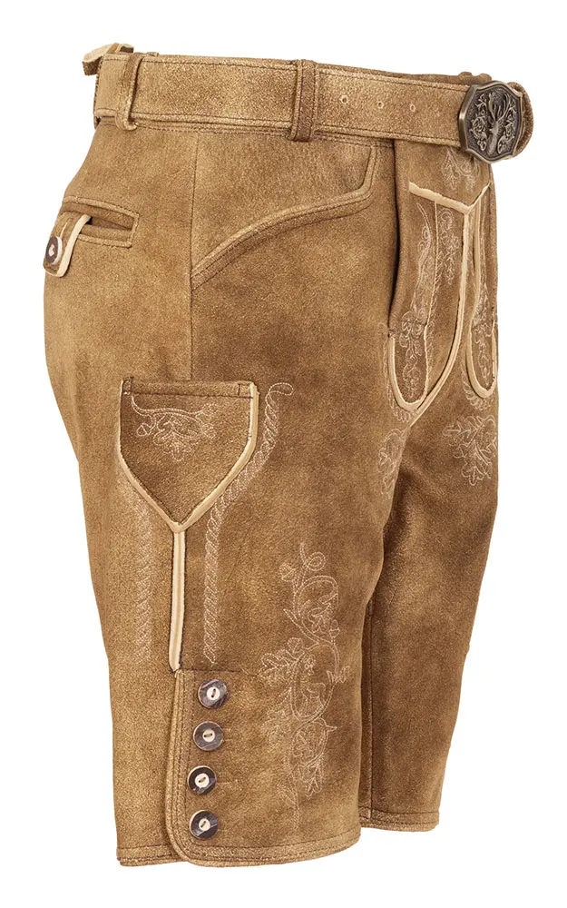 Hirschlederhose 7733 mit Gürtel, braun