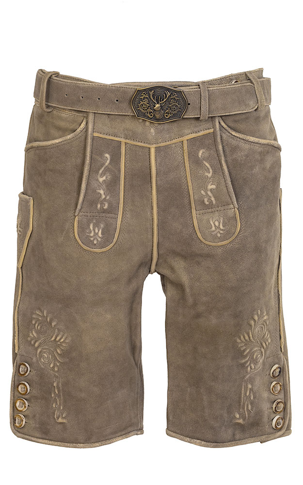 Lederhose 7788 mit Gürtel, khaki