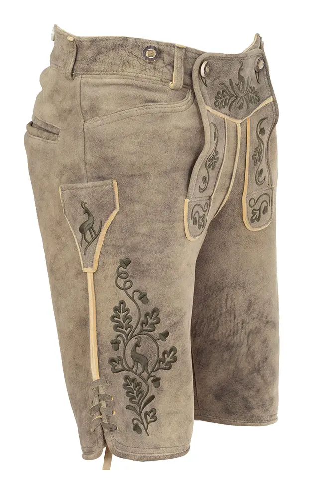 Hirschlederhose Ludwig ohne Träger, altsalzburg oliv