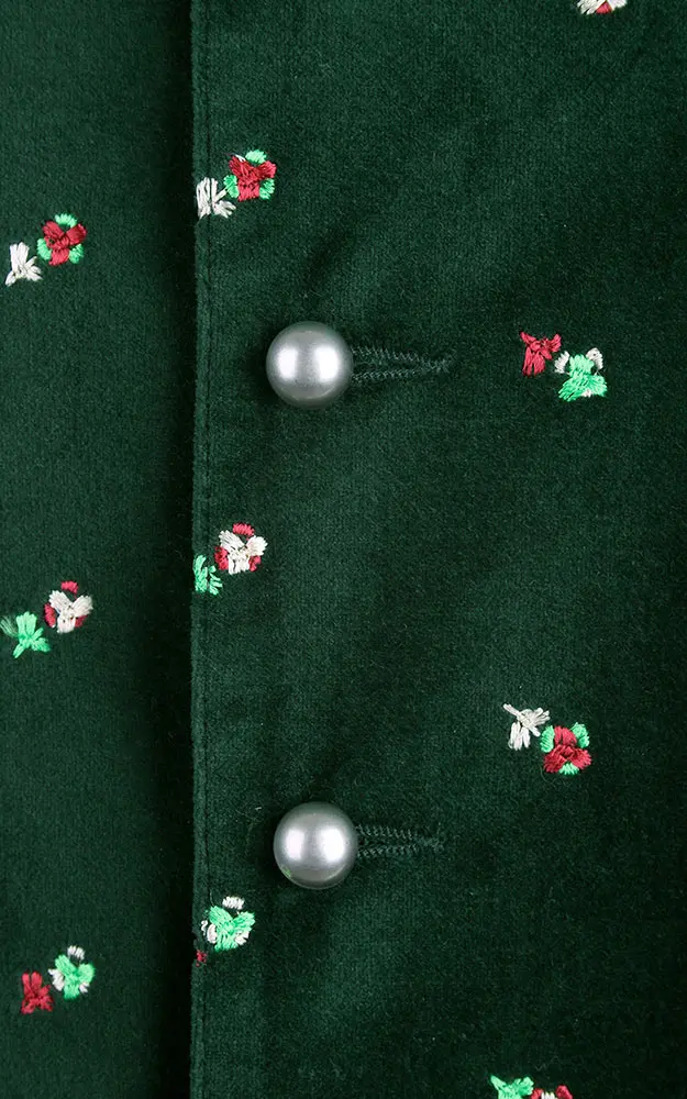 Kinderweste Samt bestickt, tannengrün