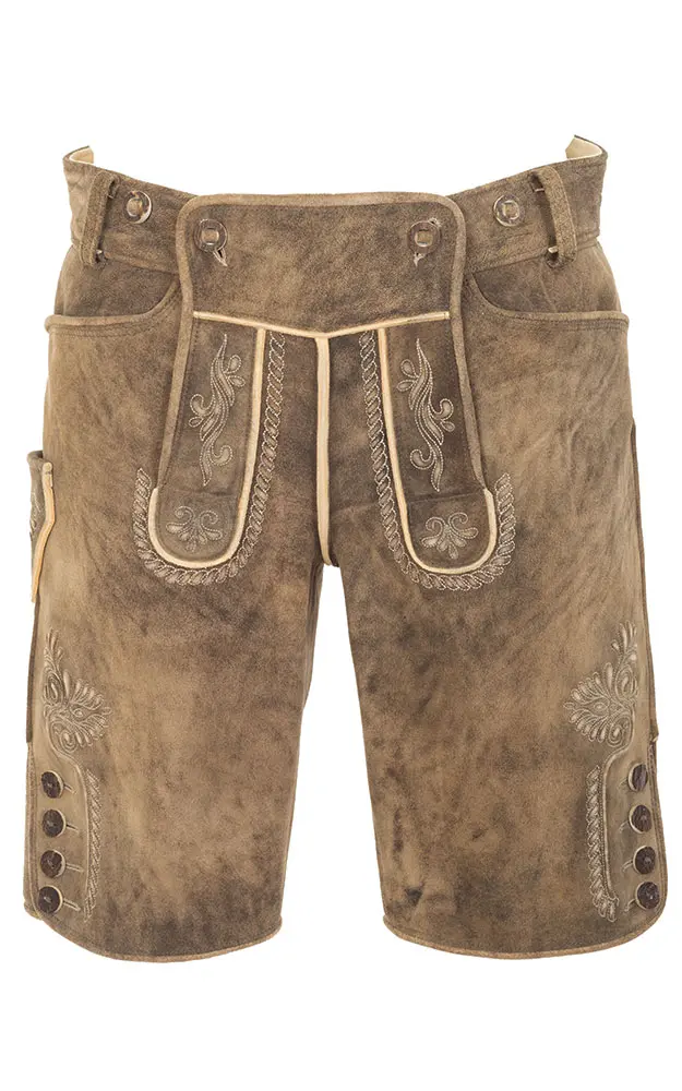 Hirschlederhose Appenzell, ohne Gürtel antik schwarz