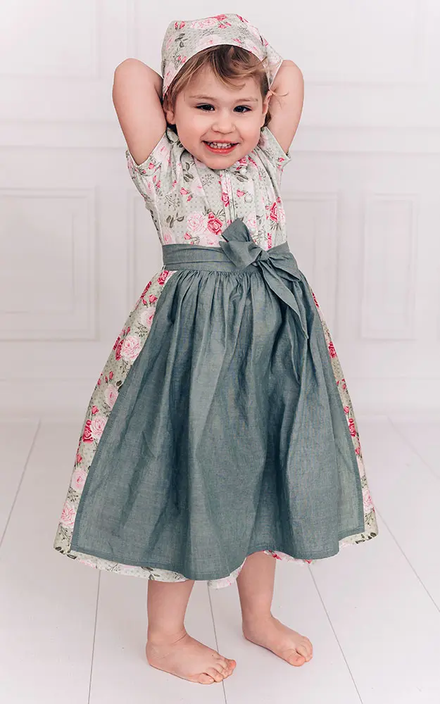Baby-Dirndl Greta mit Schürze, grün