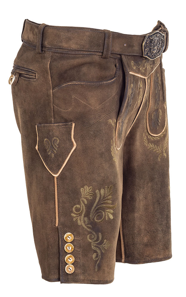 Lederhose Bregenz mit Gürtel, dunkelbraun