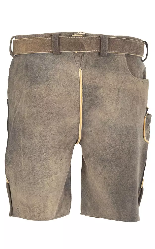Hirschlederhose Hubert 3 mit Gürtel, altbraun