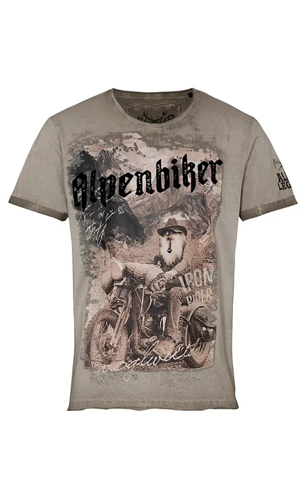 T-Shirt Alpenbiker, beige/grau