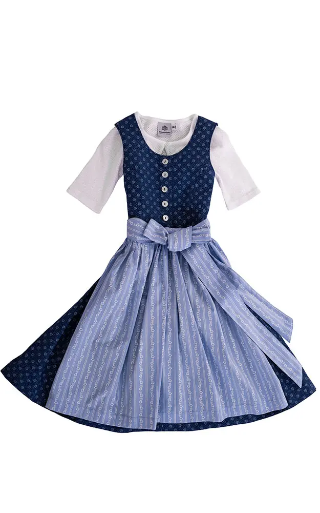 Kinderdirndl Wallersee mit Schürze u. Bluse, blau
