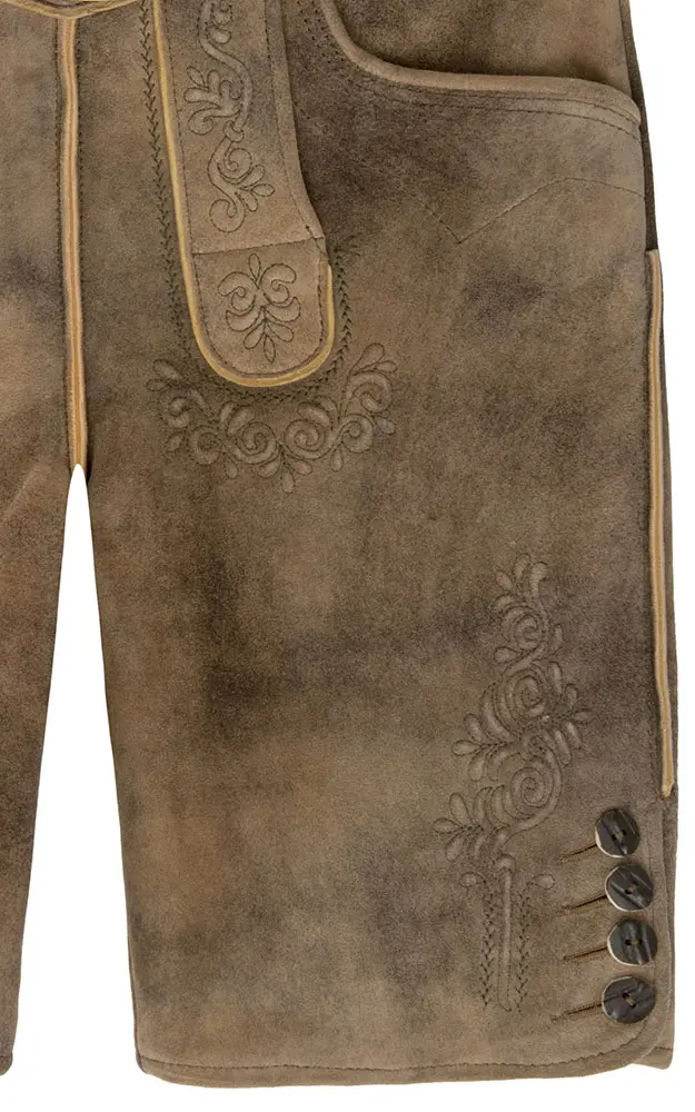 Lederhose Grafenau mit Gürtel, camel