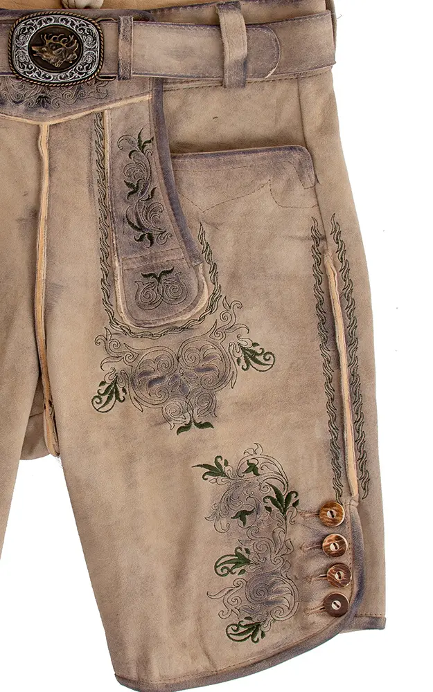 Lederhose Buchner mit Gürtel, natur kernig