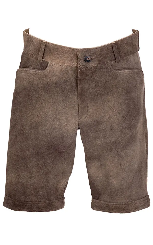 Lederhose Stulpen ohne Träger & Stick, eiche