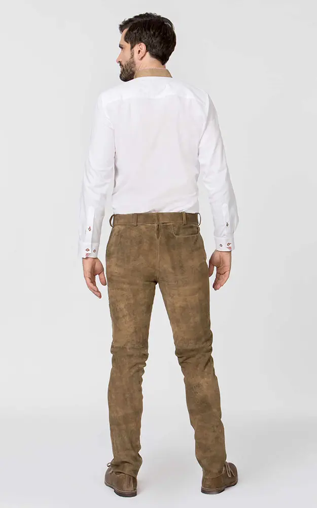 Lederhose Rocco mit Gürtel, havanna