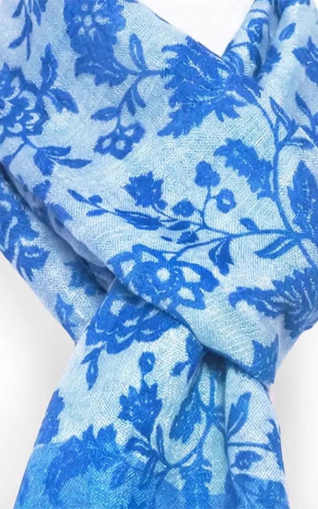 Schal Blumen, blau