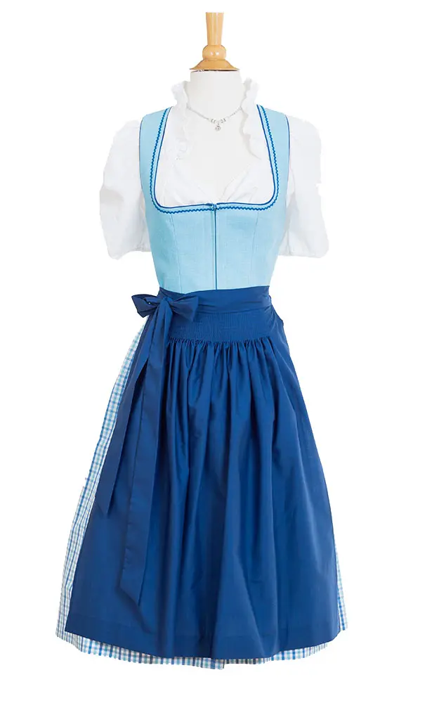 Blusendirndl Aubach /E eisblau, mit Schürze