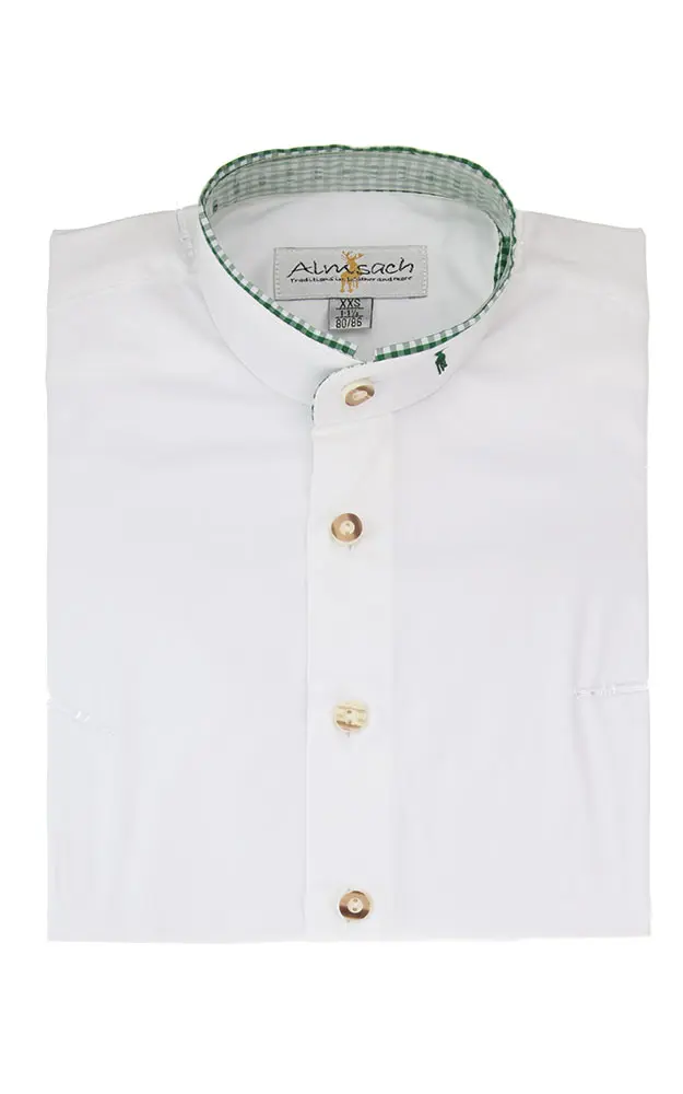 Kinderhemd 923, SK weiß Kragen grün