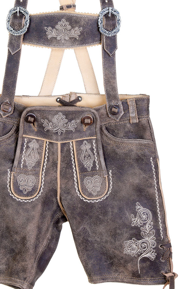 Kinder-Lederhose 504 mit Träger, offwhite