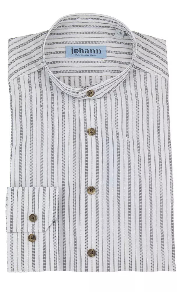 Hemd 3010, weiß/grau gestreift - Slim fit