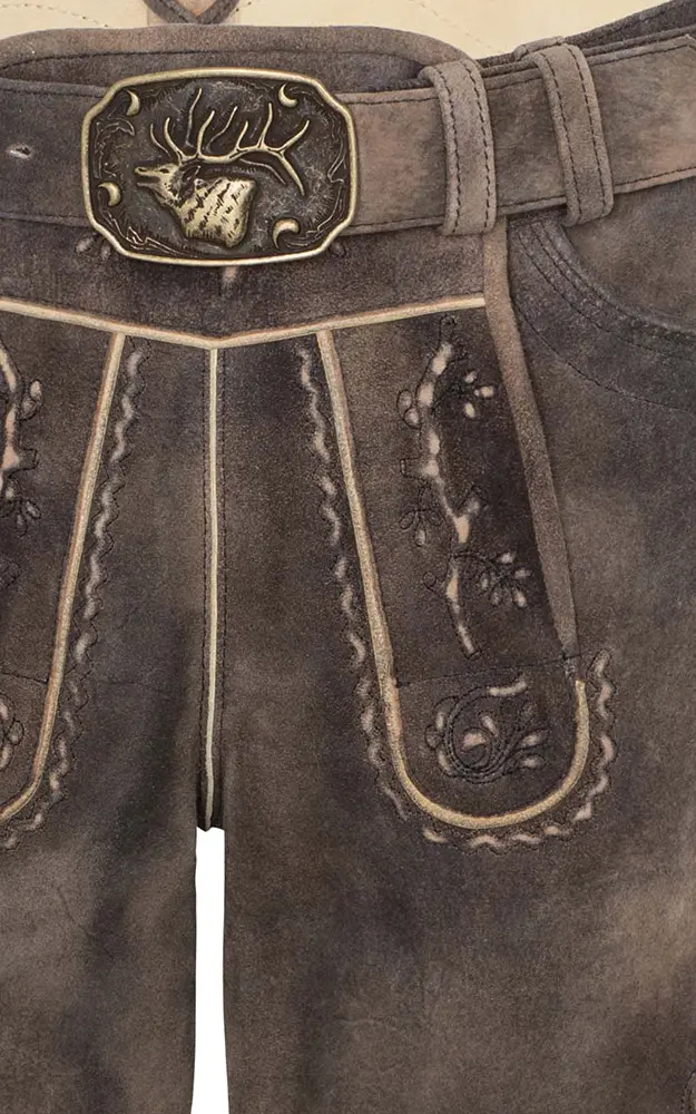 Lederhose Pinzgau mit Gürtel, marone