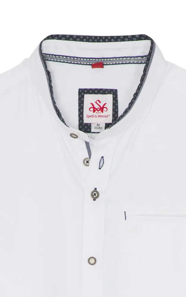 Hemd Greiling SK, weiß/dblau - Slim fit