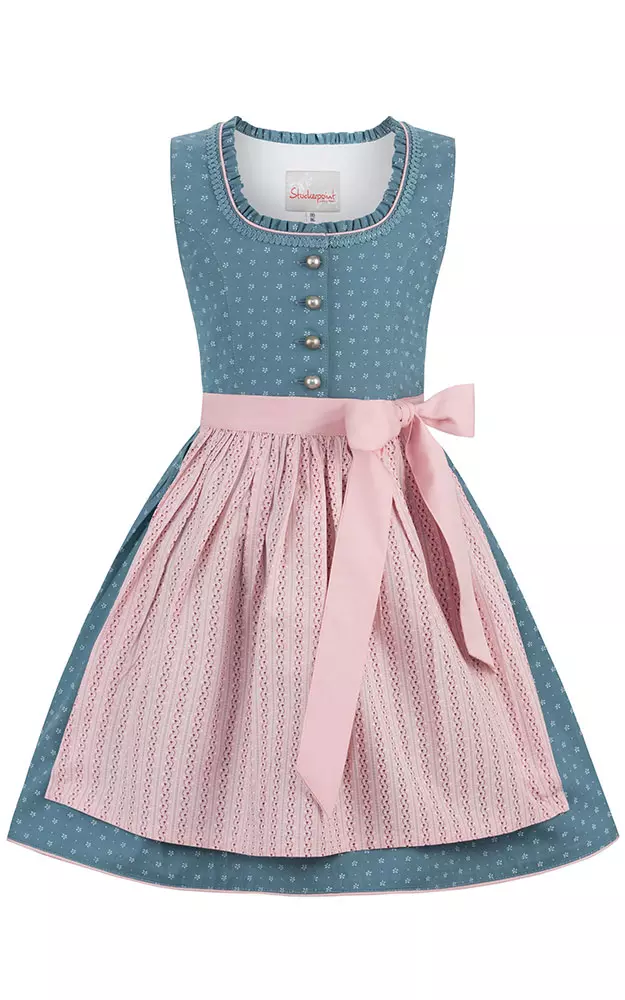 Kinderdirndl Greta, mit Schürze, rauchblau