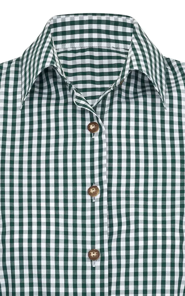 Trachtenbluse Ida, # dunkelgrün/weiß