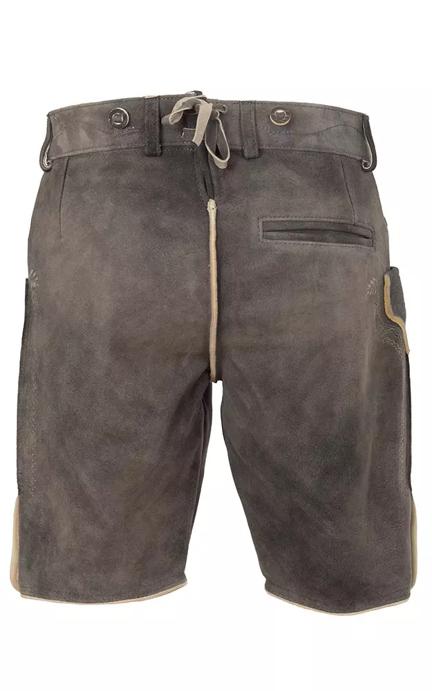 Lederhose Kaiser ohne Träger, altgrau/natur