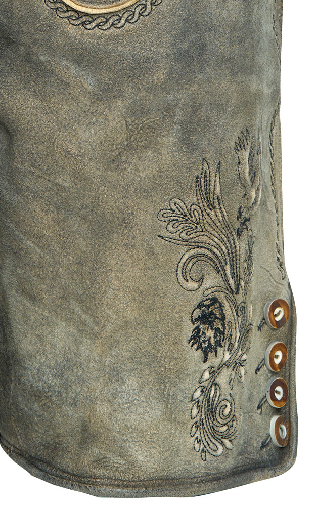 Lederhose Nil mit Gürtel, graubraun