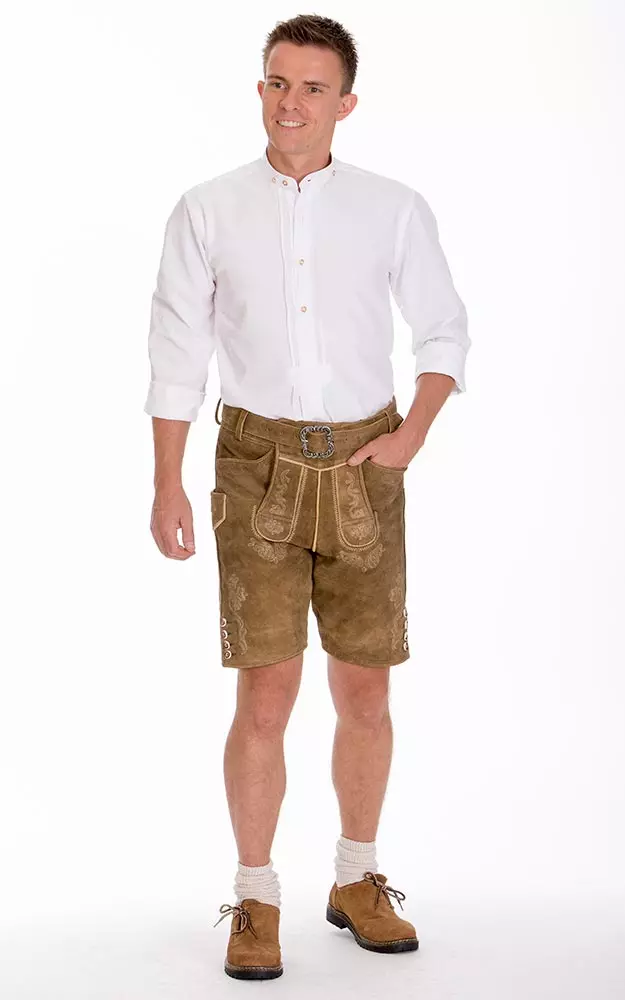 Lederhosen-SET Heinz Kurze mit Gürtel, reh
