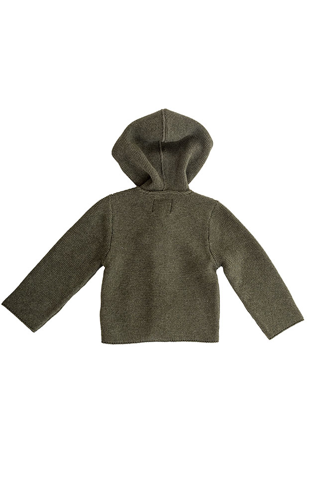 Kinder-Strickjacke mit Kapuze, oliv