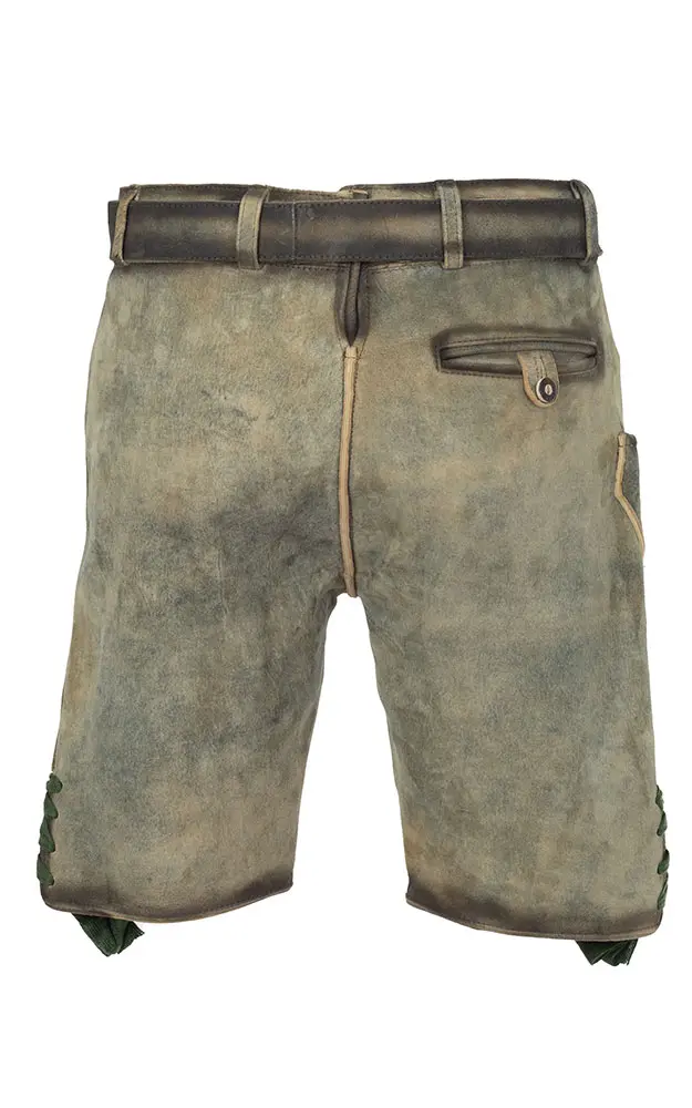 Lederhose 7646 mit Gürtel, grau/beige