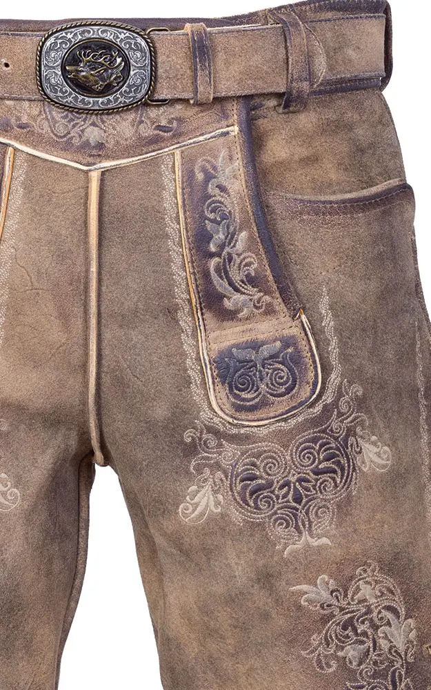 Lederhose Buchner mit Gürtel, acker kernig