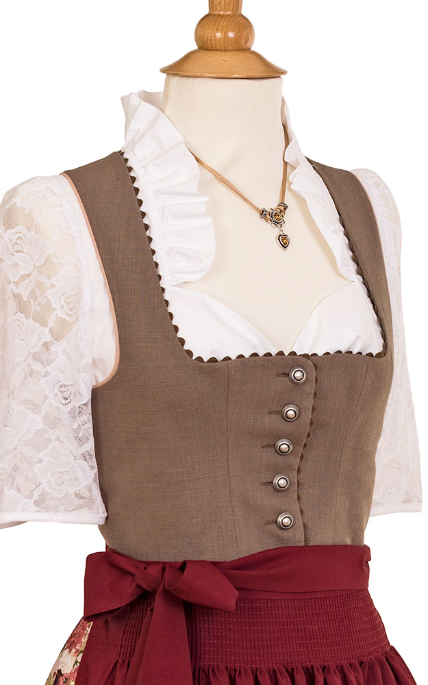 Blusendirndl Ahrtal 2 /E mokka, mit Schürze